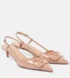 Valentino Vlogo Signature Slingback In Leather With Rhinestones In Pink
