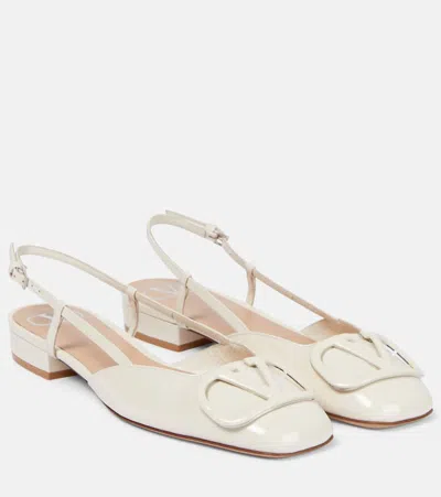 Valentino Garavani Vlogo Leather Ballerinas Square Toe In White