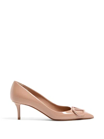 Valentino Garavani Vlogo Signature Patent Leather Pumps 60mm In Neutral