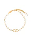 Valentino Vlogo Signature Pearl Bracelet In Gold