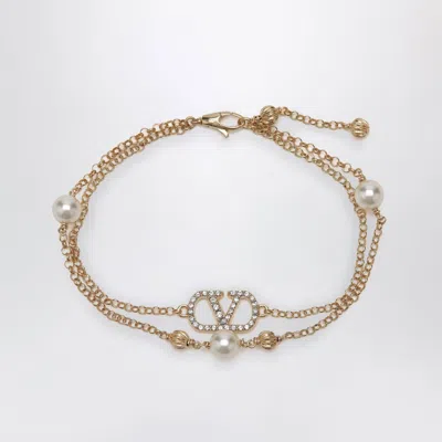 Valentino Garavani Valentino Vlogo Signature Pearl Bracelet In Yellow