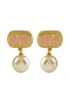 Valentino Pearl Embellished Gold-tone Earrings Collection In Gold