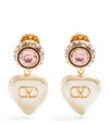 Valentino Vlogo Signature Heart-pendant Earrings In Gold