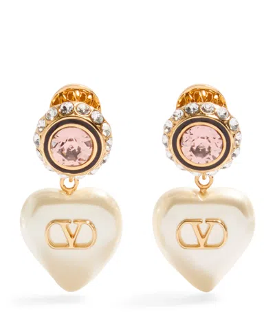 Valentino Garavani Vlogo Signature Pearl Earrings In Gold
