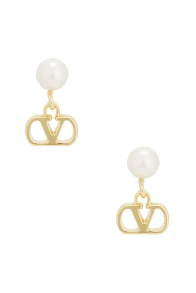 Valentino Garavani Vlogo Signature Pearl Earrings In Gold