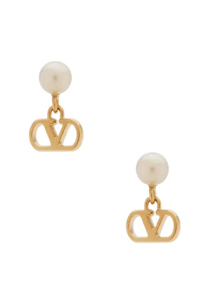 Valentino Garavani Vlogo Signature Pearl Earrings In Gold