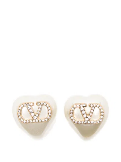 Valentino Garavani Valentino Vlogo Signature Heart Stud Earrings In Gold