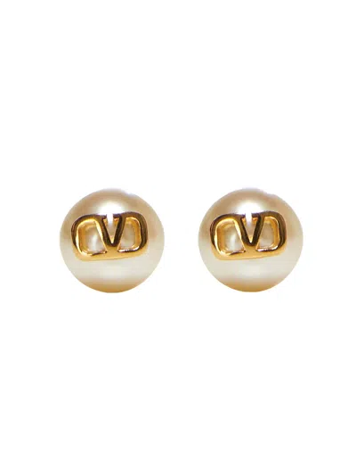 Valentino Garavani Vlogo Signature Pearl Earrings In White