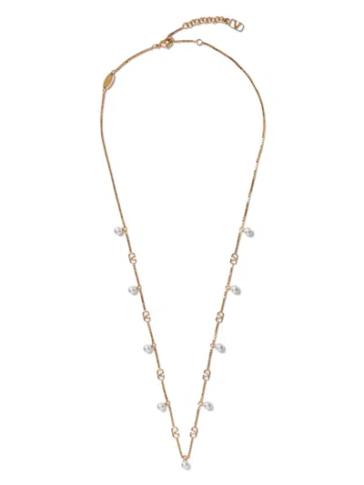 Valentino Garavani Vlogo Signature Pearl Necklace In 金色