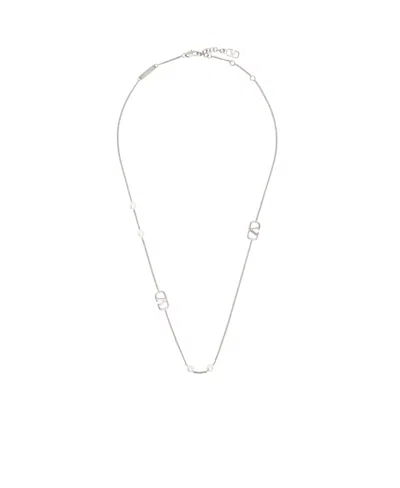 Valentino Garavani Vlogo Signature Pearl Necklace In White