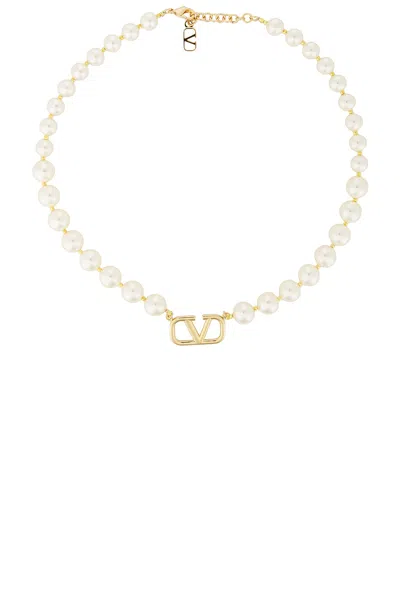 Valentino Garavani Vlogo Signature Pearl Necklace In White