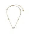 Valentino Garavani Women Vlogo Necklace With Pearls And Swarowski Crystals In Yellow