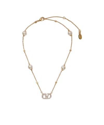 VALENTINO GARAVANI VALENTINO VLOGO SIGNATURE EMBELLISHED NECKLACE