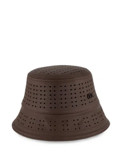 Valentino Garavani Vlogo Signature Perforated Bucket Hat In Brown
