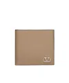 Valentino Vlogo Signature-plaque Bi-fold Wallet In Nude