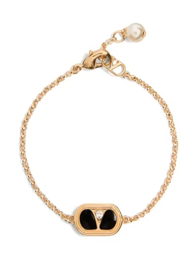 Valentino Garavani Vlogo Signature-plaque Bracelet In Gold