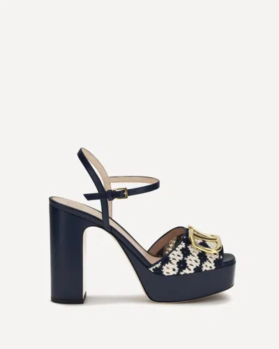 Valentino Garavani Vlogo Signature Platform Sandals In Blue