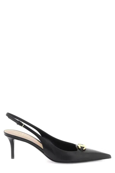 Valentino Garavani Valentino Vlogo Signature Pointed Toe Slingback Pumps In Black