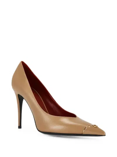 Valentino Garavani Vlogo Signature Pointed-toe Pumps In Brown