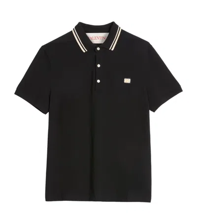 Valentino Vlogo Signature Polo Shirt In Black