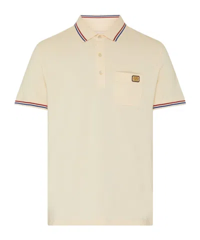 Valentino Cotton Piqué Polo Shirt With V-logo Patch In Neutral