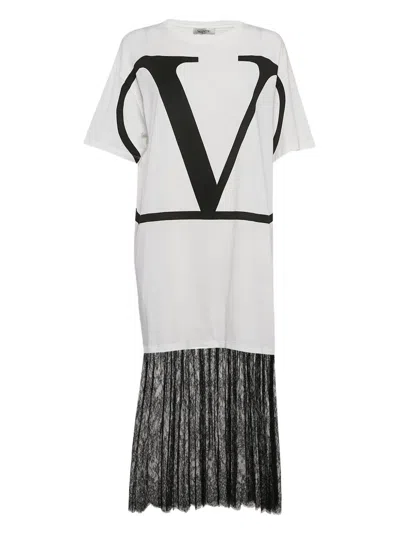 Pre-owned Valentino Vlogo Signature-print T-shirt Dress