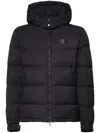 Valentino Nylon Hooded Down Jacket With Leather Patch And Vlogo Signature In Black