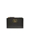 Valentino Vlogo Signature Grainy Leather Card Holder In Brown
