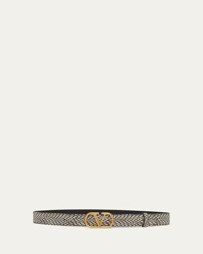 Valentino Garavani Vlogo Signature Python Belt, 30mm In Metallic