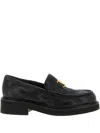 Valentino Black Leather Loafers In Black