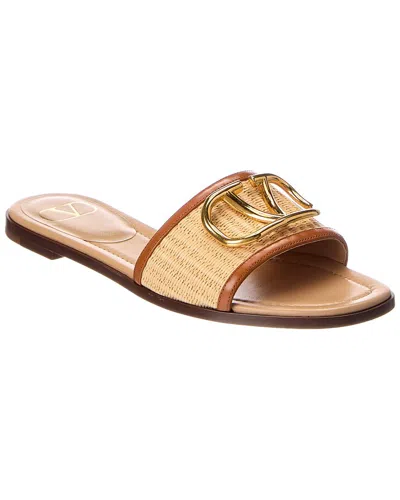 Valentino Garavani Valentino Vlogo Signature Raffia & Leather Sandal In Animal Print