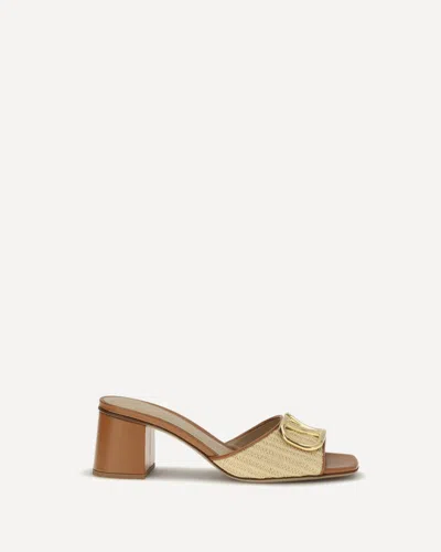 Valentino Garavani Vlogo Signature Raffia Slide Sandals