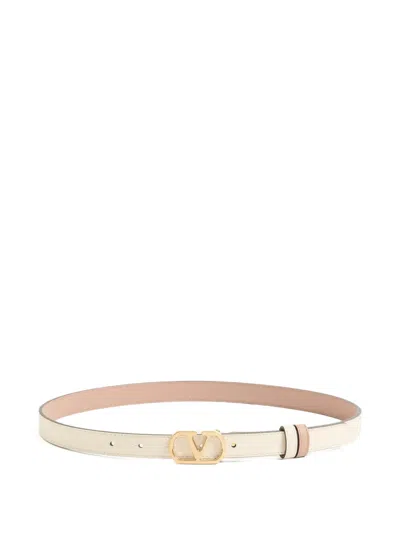 Valentino Garavani Vlogo Signature Reversible Shiny Calfskin Belt 20mm In Brown