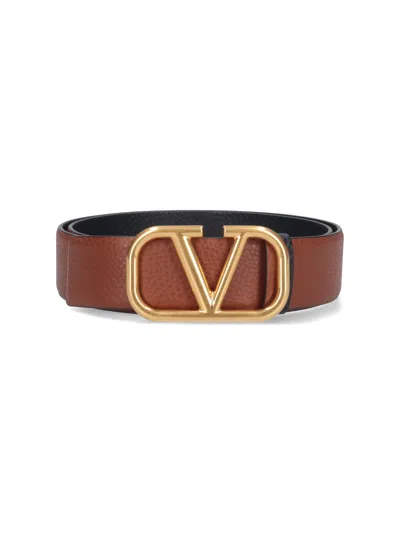 Valentino Garavani Vlogo Signature Reversible Belt In Brown