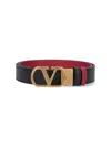 Valentino Adjustable Reversible Leather Belt With Gold-tone Buckle