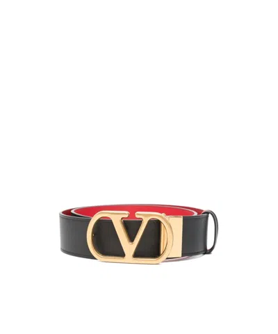 Valentino Garavani Valentino Vlogo Signature Reversible Belt In Black