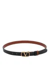 Valentino Garavani Vlogo Signature Reversible Shiny Calfskin Belt - 20mm / 1.2 In. Woman Black/deep In Black