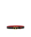 Valentino Garavani Vlogo Signature Reversible Shiny Calfskin Belt - 20mm / 1.2 In. Woman Black/deep In Brown