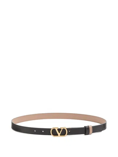 Valentino Garavani Vlogo Signature Reversible Belt In Glossy Calfskin In Burgundy