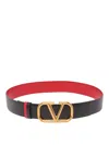 Valentino Signature Vlogo Reversible Slim Belt In Negro