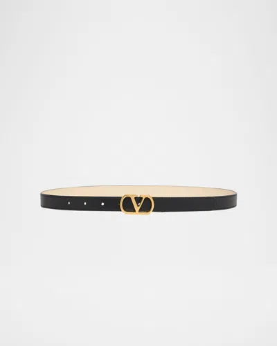 Valentino Garavani Vlogo Signature Reversible Calfskin Belt, 20mm In Black