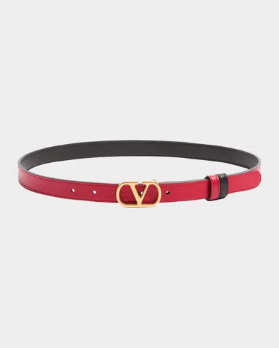 Valentino Garavani Vlogo Signature Reversible Calfskin Belt, 20mm In Pink