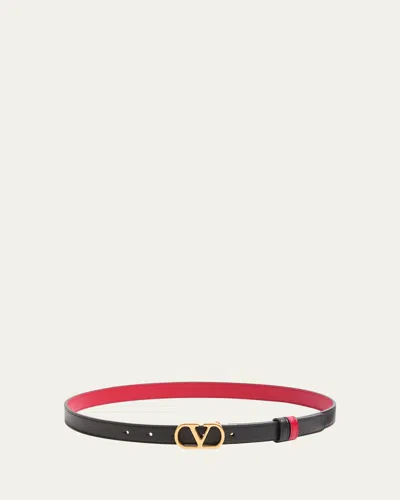 Valentino Garavani Vlogo Signature Reversible Calfskin Belt, 30mm In Black