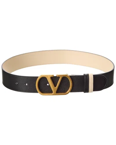 Valentino Garavani Valentino Vlogo Signature Reversible Leather Belt In Black
