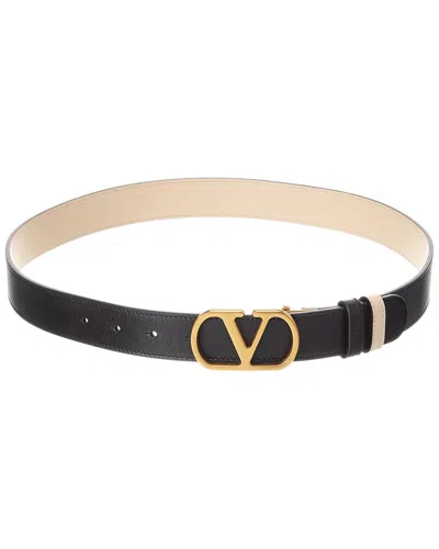 Valentino Garavani Valentino Vlogo Signature Reversible Leather Belt In Black