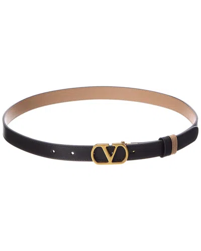 Valentino Garavani Valentino Vlogo Signature Reversible Leather Belt In Black