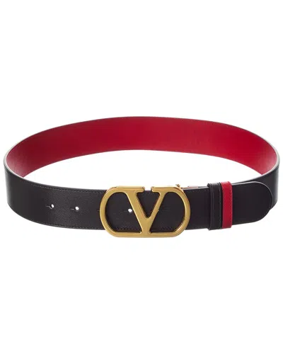Valentino Garavani Valentino Vlogo Signature Reversible Leather Belt In Black