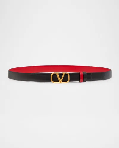 Valentino Garavani Vlogo Signature Reversible Leather Belt, 20mm In Multi