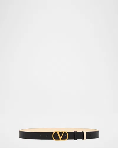 Valentino Garavani Vlogo Signature Reversible Leather Belt, 30mm