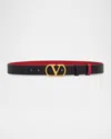 Valentino Garavani Vlogo Signature Reversible Leather Belt, 30mm In Black